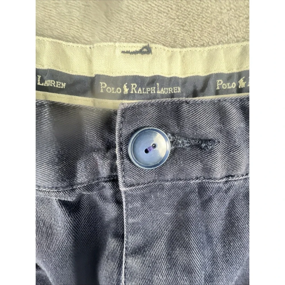 Polo Ralph Lauren Andrew Chino Shorts Mens 40 Navy Blue Pleated Cotton 6in
